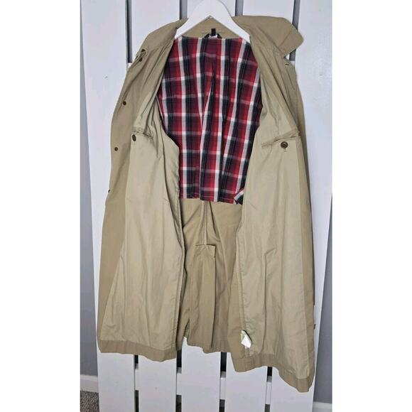 LL Bean Men's‎ Classic Beige Khaki Long Trench Raincoat Large Neutral - Picture 4 of 10